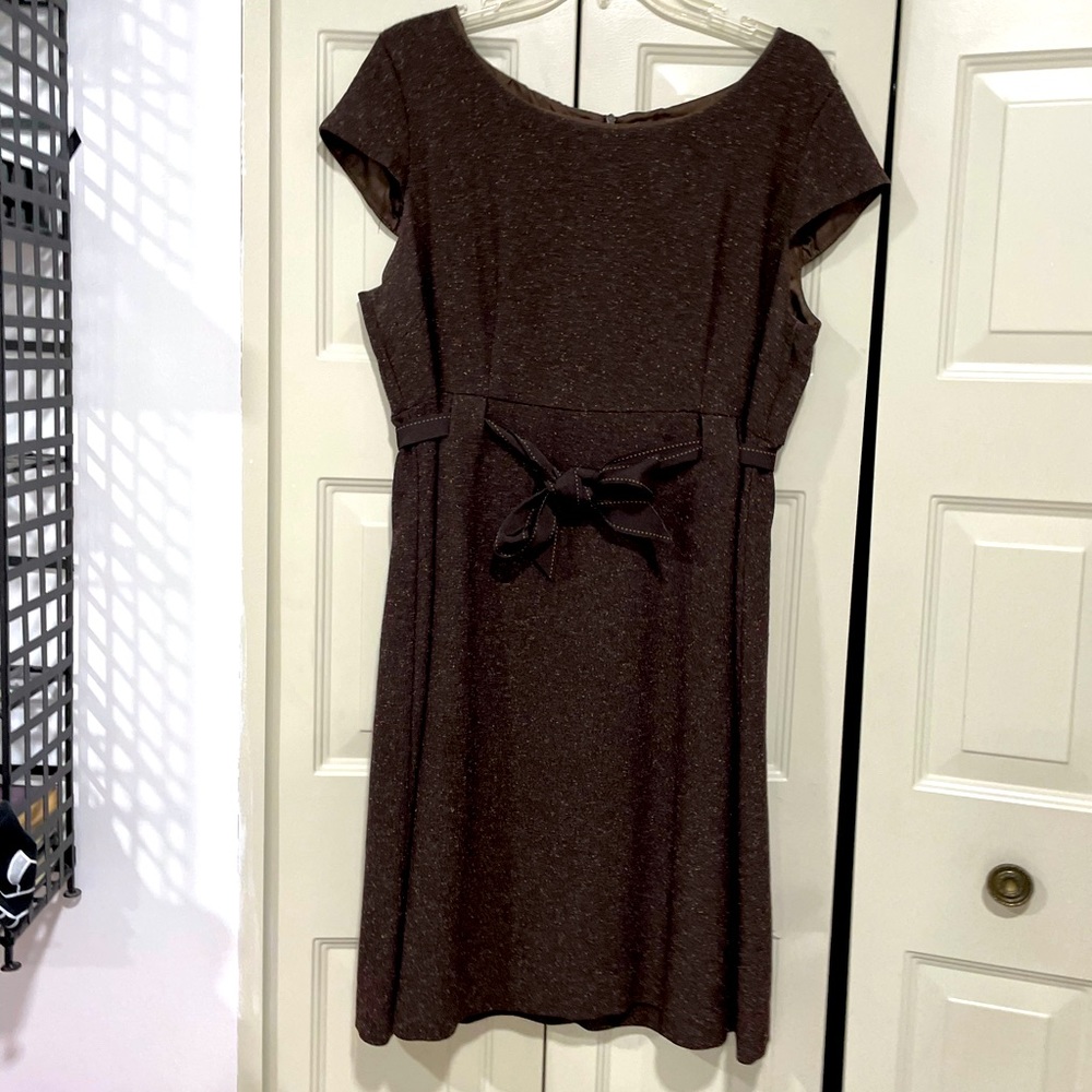 Studio One Brown A-line Dress with Faux Belt